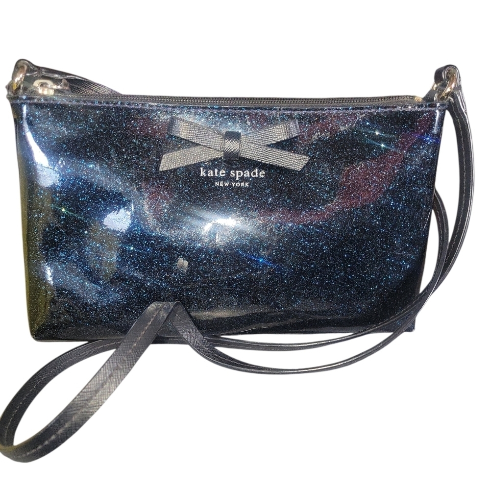 Kate Spade New York Amy Mavis Street Navy Glitter Vinyl Women's Crossbody Bag